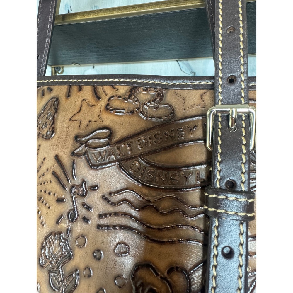 Dooney & Bourke Disney Parks Embossed Leather Tote Bag Brown Mickey Castle - Picture 8 of 10